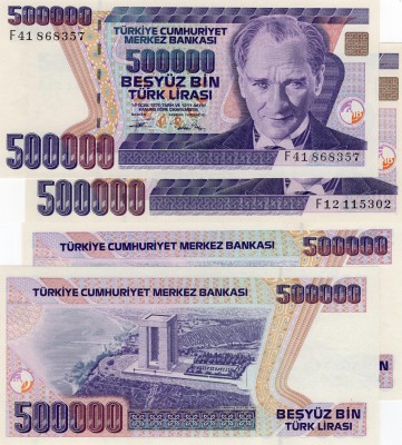 Turkey, 500.000 Lira, 1994, UNC, p208c, (TWO BANKNOTES)
serial numbers: F12 115...