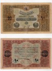Turkey, Ottoman Empire, 10 Lira, 1918, FINE, p110a
VI. Mehmed Vahdeddin period, serial number: J 000581, AH: 28 March 1334, Type 1, signs: (front) Ca...