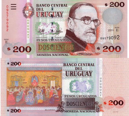 Uruguay, 200 Pesos Uruguayos, 2011, UNC, p89c
serial number: 09579092, Uruguaya...