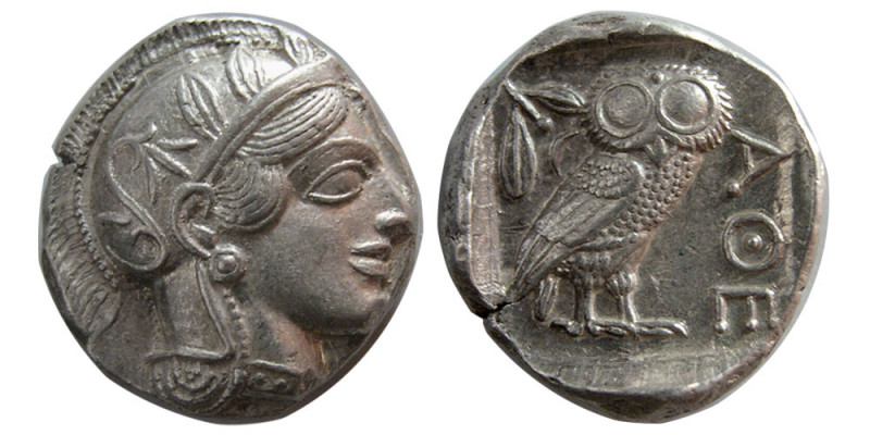 ATTICA, Athens. 440-404 BC. AR Tetradrachm (17.24 gm; 25 mm). Helmeted head of A...