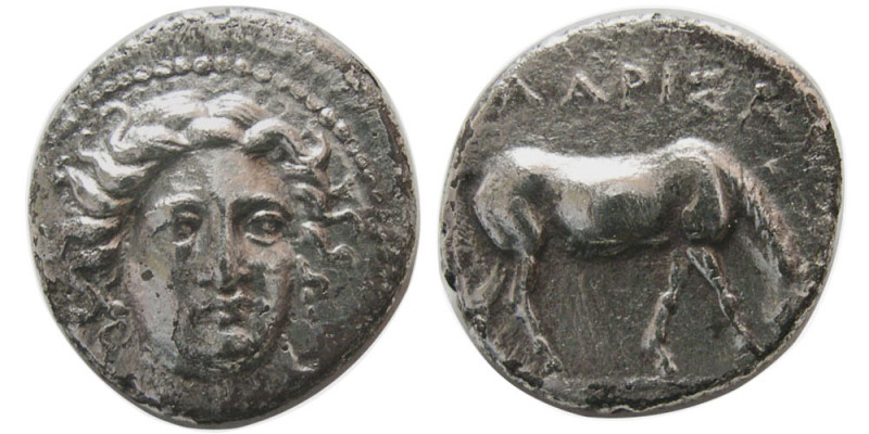 THESSALY, Larissa. Circa 400-380 BC. AR Drachm (5.56 gm; 19 mm). Head of the nym...