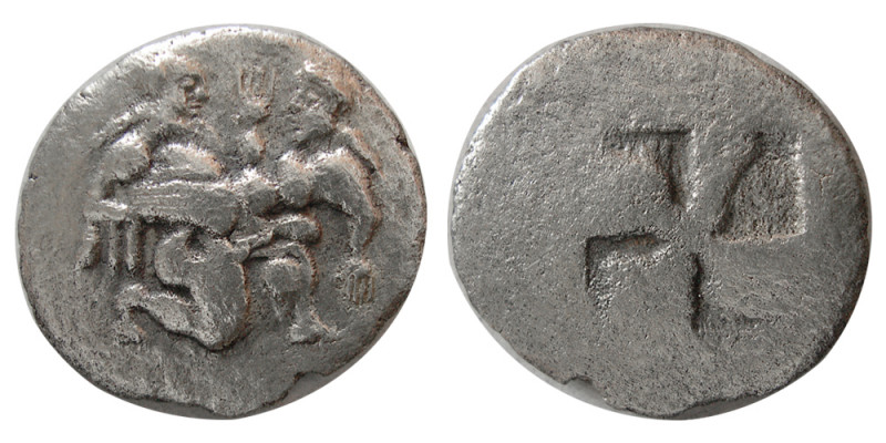 ISLANDS of THRACE, THASOS. Ca. 500-480 BC. AR Drachm (2.74 gm; 19 mm). Satyr adv...