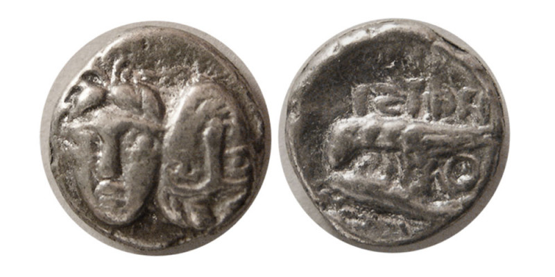 MOESIA, Istros. 4th century BC. AR Quarter Drachm (1.14 gm; 10 mm). Facing male ...