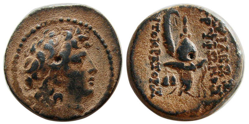 SELEUKID KINGS, Diodotos Tryphon. 142-138 BC. Æ (5.54 gm; 17 mm). Antioch on the...