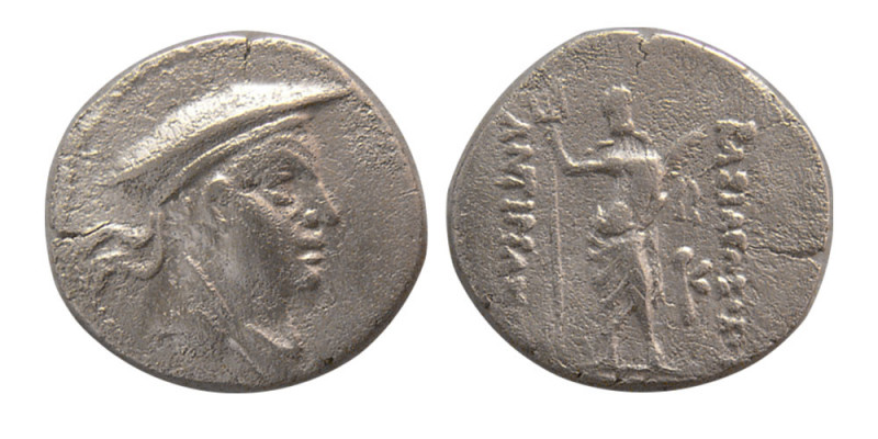 KINGS of BAKTRIA, Antimachus. Ca. 185-170 BC. AR Obol (0.63 gm; 11 mm). Bust of ...