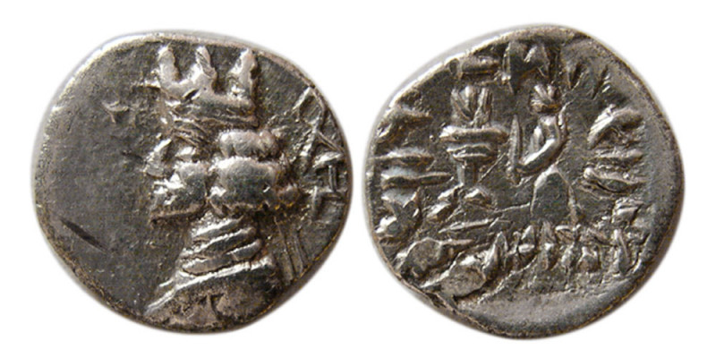 KINGS of PERSIS. Ardaxir II. 1st. Century BC. AR Obol (0.56 gm; 10 mm). Type 1a....