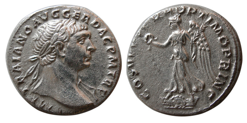 ROMAN EMPIRE. Trajan. (98-117 AD). AR Denarius (3.30 gm; 18 mm). Rome, AD 103-11...