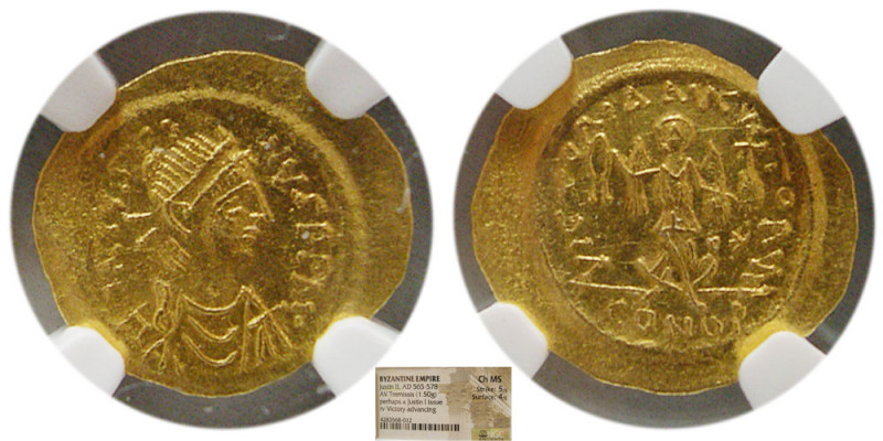 BYZANTINE EMPIRE. Justine II. AD. 565-578. AV Tremisses (1.50 gm; 16 mm). Consta...