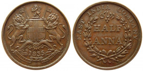 BRITISH EAST INDIA COMPANY. Æ half Anna, dated 1836.