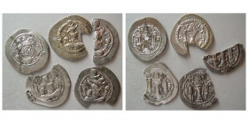 Group Lot of 5 Sasnian Silver fragments of Peruz.