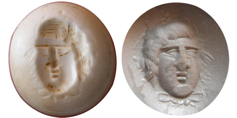 ANCIENT GREEK Agate Seal Ring. Ca. 3rd Century BC. (1.80 gm; 14mm x 12mm x 5mm)....