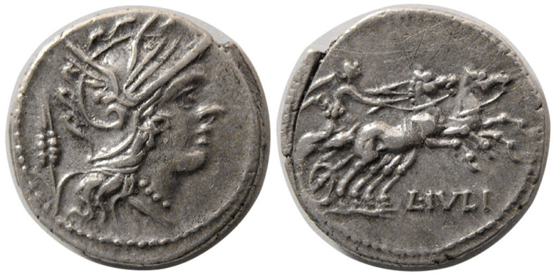 ROMAN REPUBLIC. L. Julius. 101 BC. AR Denarius (3.86 gm; 18 mm). Rome mint. Helm...