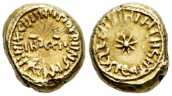 Governors of Al-Andalus. Transitional issues in Latin. Indiction Dinar. XCIII= 93H. SPN (Hispania). Indiction XI. (Vives-2). Au. 4,18 g. A good sample...