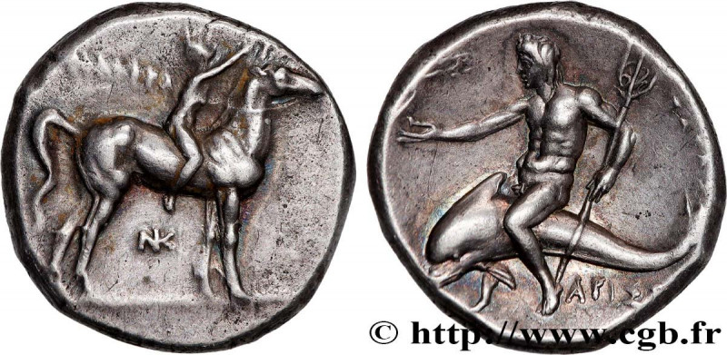 CALABRIA - TARAS
Type : Nomos, statère ou didrachme 
Date : c. 280-272 AC. 
Mint...