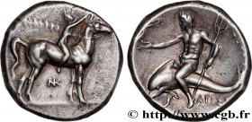 CALABRIA - TARAS
Type : Nomos, statère ou didrachme 
Date : c. 280-272 AC. 
Mint name / Town : Tarente 
Metal : silver 
Diameter : 20  mm
Orientation ...