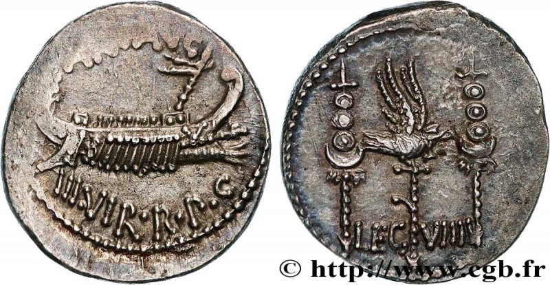 MARCUS ANTONIUS
Type : Denier 
Date : 32-31 AC. 
Mint name / Town : Grèce, Patra...