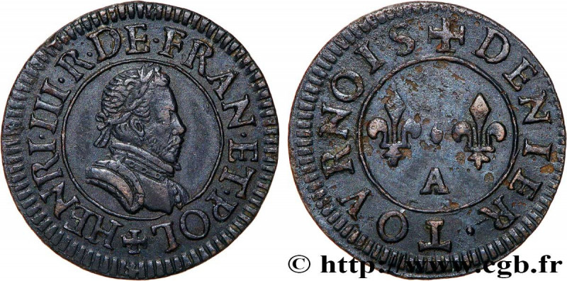 HENRY III
Type : Denier tournois, 1er type de Paris 
Date : (1577) 
Date : n.d. ...
