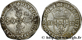 HENRY IV
Type : Quart d'écu, croix feuillue de face 
Date : 1591 
Mint name / Town : Bayonne 
Quantity minted : 116525 
Metal : silver 
Millesimal fin...