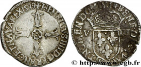 HENRY IV
Type : Huitième d'écu, croix feuillue de face 
Date : 1599 
Mint name / Town : Nantes 
Quantity minted : 572897 
Metal : silver 
Millesimal f...