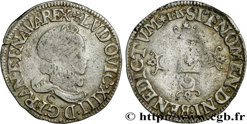 LOUIS XIII
Type : Demi-franc au grand buste lauré et au col fraisé 
Date : 1615 ...