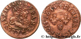 LOUIS XIII
Type : Denier tournois de Navarre 
Date : 1635 
Mint name / Town : Saint-Palais 
Metal : copper 
Diameter : 15,5  mm
Orientation dies : 6  ...