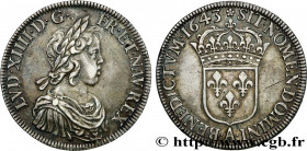 LOUIS XIV "THE SUN KING"
Type : Écu à la mèche courte 
Date : 1643 
Mint name / Town : Paris, Monnaie de Matignon 
Metal : silver 
Millesimal fineness...
