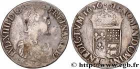 LOUIS XIV "THE SUN KING"
Type : Écu à la mèche longue de Béarn 
Date : 1656 
Mint name / Town : Pau 
Metal : silver 
Millesimal fineness : 917  ‰
Diam...
