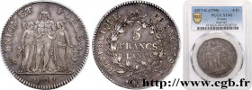 DIRECTOIRE
Type : 5 francs Union et Force, Union desserré, seulement gland extérieur 
Date : An 7 (1798-1799) 
Mint name / Town : Bordeaux 
Quantity m...