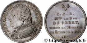 LOUIS XVIII
Type : Monnaie de visite, module de 5 francs, pour le duc de Berry à la Monnaie de Lille 
Date : 1814 
Quantity minted : --- 
Metal : silv...