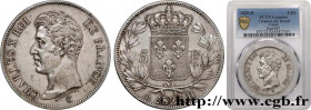 CHARLES X
Type : 5 francs Charles X, 1er type 
Date : 1825 
Mint name / Town : La Rochelle 
Quantity minted : 157065 
Metal : silver 
Millesimal finen...