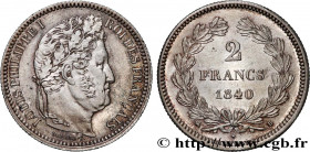 LOUIS-PHILIPPE I
Type : 2 francs Louis-Philippe, date en 4/3 
Date : 1840 
Mint name / Town : Rouen 
Quantity minted : 120387 
Metal : silver 
Millesi...