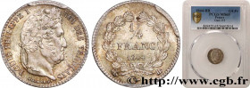 LOUIS-PHILIPPE I
Type : 1/4 franc Louis-Philippe 
Date : 1844 
Mint name / Town : Strasbourg 
Quantity minted : 36318 
Metal : silver 
Millesimal fine...