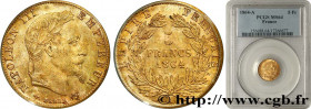 SECOND EMPIRE
Type : 5 francs or Napoléon III, tête laurée 
Date : 1864 
Mint name / Town : Paris 
Quantity minted : 2239561 
Metal : gold 
Millesimal...