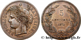 III REPUBLIC
Type : Essai 5 centimes Cérès en Bronze, sans légende 
Date : 1870 
Metal : bronze 
Diameter : 25  mm
Orientation dies : 6  h.
Weight : 4...