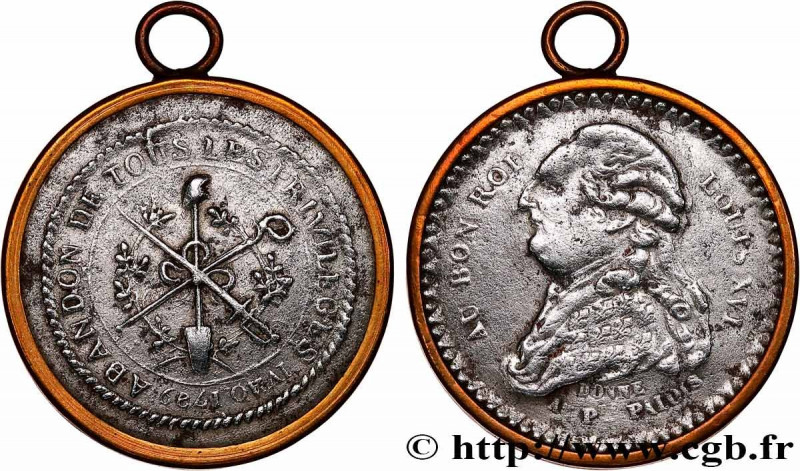 THE CONVENTION
Type : Médaille de Palloy, Louis XVI, Abandon des privilèges 
Dat...