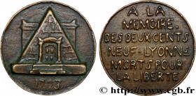 THE CONVENTION
Type : Médaille, A la mémoire des deux cents neuf lyonnais 
Date : 1793 
Metal : bronze 
Diameter : 47,5  mm
Weight : 68,86  g.
Edge : ...