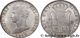 SPAIN - KINGDOM OF SPAIN - JOSEPH NAPOLEON
Type : 20 reales ou 5 pesetas 
Date : 1812 
Mint name / Town : Madrid 
Quantity minted : 250000 
Metal : si...