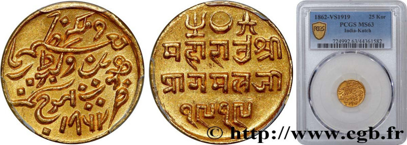 INDIA - KUTCH - PRAGMALJI II
Type : 25 Kori 
Date : 1862 
Mint name / Town : Bhu...