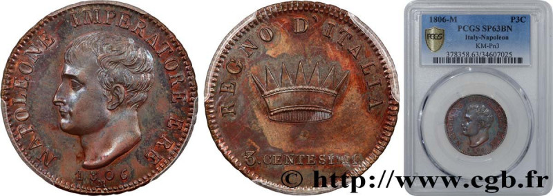ITALY - KINGDOM OF ITALY - NAPOLEON I
Type : Épreuve 3 Centesimi 
Date : 1806 
M...