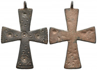 Byzantine Bronze Cross Pendant with Loop Intact, Circa 6th - 9th century AD.
15.54 gr