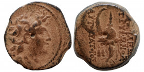 SELEUKID KINGS of SYRIA. Tryphon, 142-138 BC. Ae (bronze, 5.02 g, 18 mm), Antioch. Diademed head of Tryphon to right. Rev. ΒΑΣΙΛΕΩΣ ΤΡΥΦΟΝΟΣ ΑΥΤΟΚΡΑΤΟ...