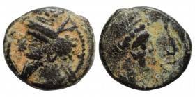 KINGS of PARTHIA. Osroes I, circa 109-129. Chalkous (bronze, 1.28 g, 11 mm), Seleukeia on the Tigris. Dated SE 437 (AD 125/6). Diademed and draped bus...