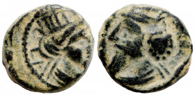 KINGS of PARTHIA. Osroes I, circa 109-129. Chalkous (bronze, 1.85 g, 12 mm), Seleukeia on the Tigris. Dated SE 437 (AD 125/6). Diademed and draped bus...