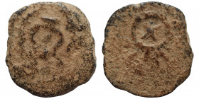 JUDAEA. Jerusalem. Herodians. Herod I (the Great), 40-4 BCE. Two Prutot (bronze, 2.58 g, 18 mm). BACIΛEΩ-C HPΩΔOY cross within closed diadem. Rev. Tri...