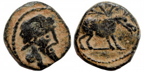 GREEK. Uncertain mint, possibly Mesopotamia. Ae (bronze, 0.83 g, 10 mm). Bearded bust to right. Rev. Horse (?) to right. Very fine.