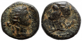 SYRIA, Seleucis and Pieria. Antioch. Pseudo-autonomous issue, circa 2nd century AD. Dichalkon (bronze, 1.89 g, 12 mm). Laureate and draped bust of Apo...