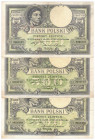 II RP, 500 złotych 1919 S.A. - zestaw (3 egzemplarze)