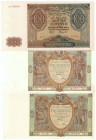 IIRP i GG, zestaw 100 złotych 1941 D , 50 złotych 1929 EB i EM (3 egzemplarze)