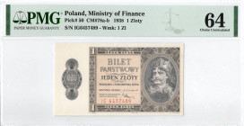 II Republic of Poland, 1 zloty 1938 - PMG 64