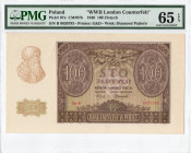 GG, 100 złotych 1940 - rzadsza seria B - WWII London Counterfeit - PMG 65EPQ